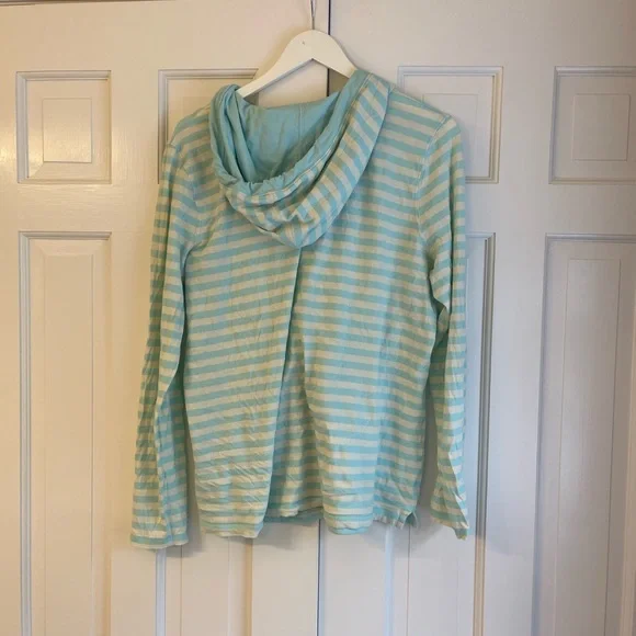 Vineyard Vines aqua striped hooded top - Picture 2 of 5